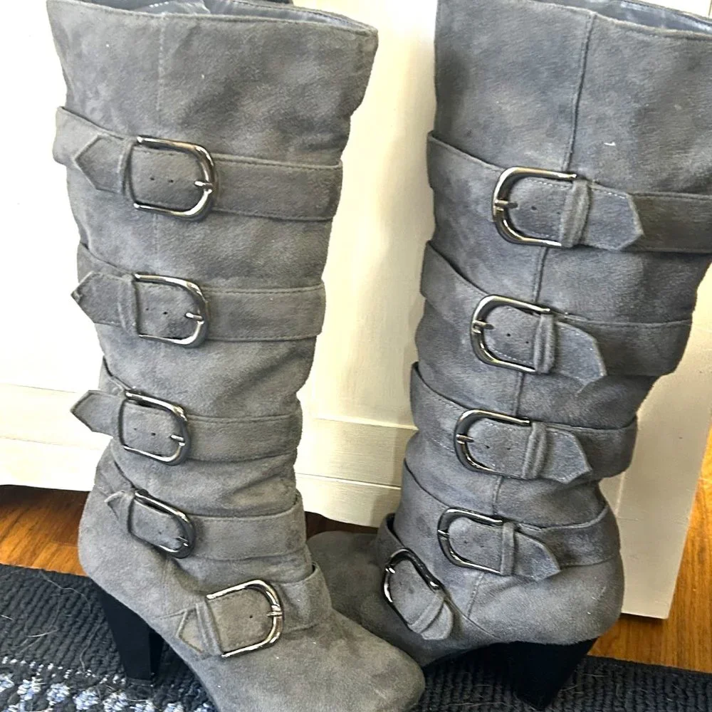 Suede Knee High Boots - Picture 3 of 7